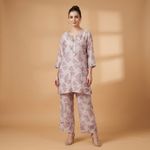 Blush Abstract Print Embellished Co-Ord Set